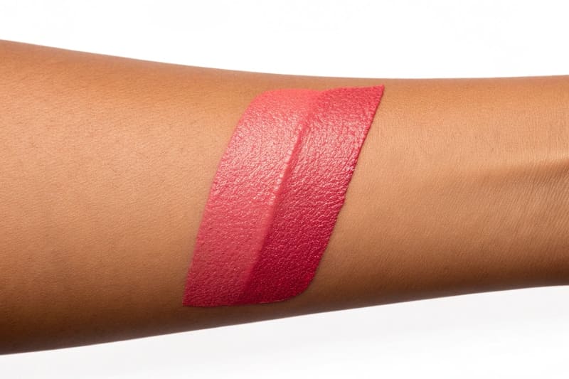 A beautiful matte liquid lipstick swatch on an arm