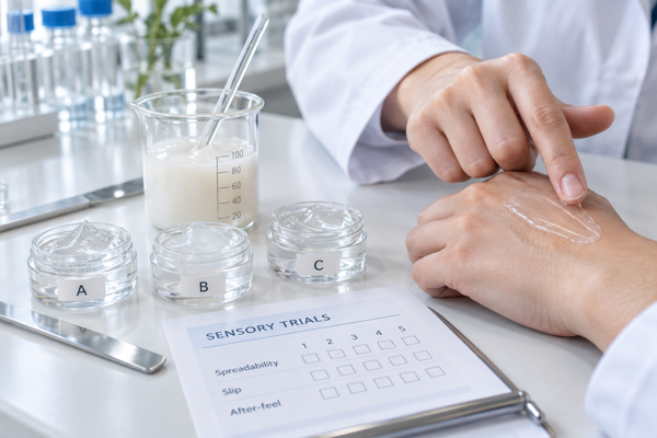 formulation and sensory trials with silicone elastomer gel samples